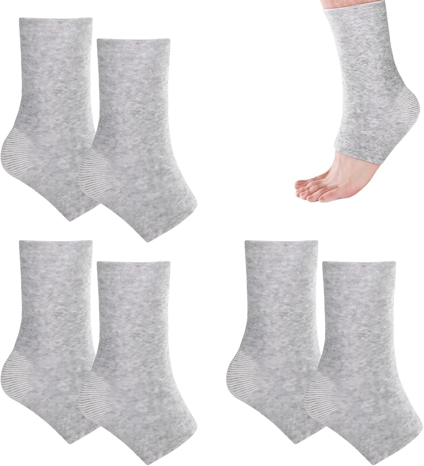 Bamboo anti Fatigue Socks,Compression Bamboo Foot Sleeves,Soft Compression Bamboo Socks,For Arch Support,Swelling of Feet and Ankles (Gray)