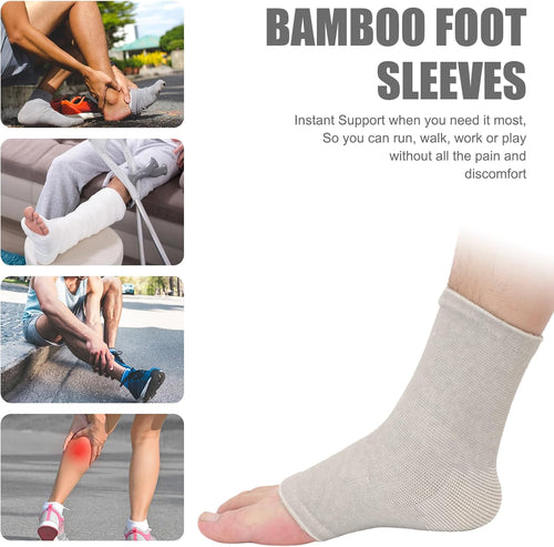 Bamboo anti Fatigue Socks,Compression Bamboo Foot Sleeves,Soft Compression Bamboo Socks,For Arch Support,Swelling of Feet and Ankles (Gray)