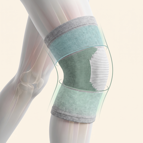 Graduated compression zone diagram of Bambu knee sleeve on leg
